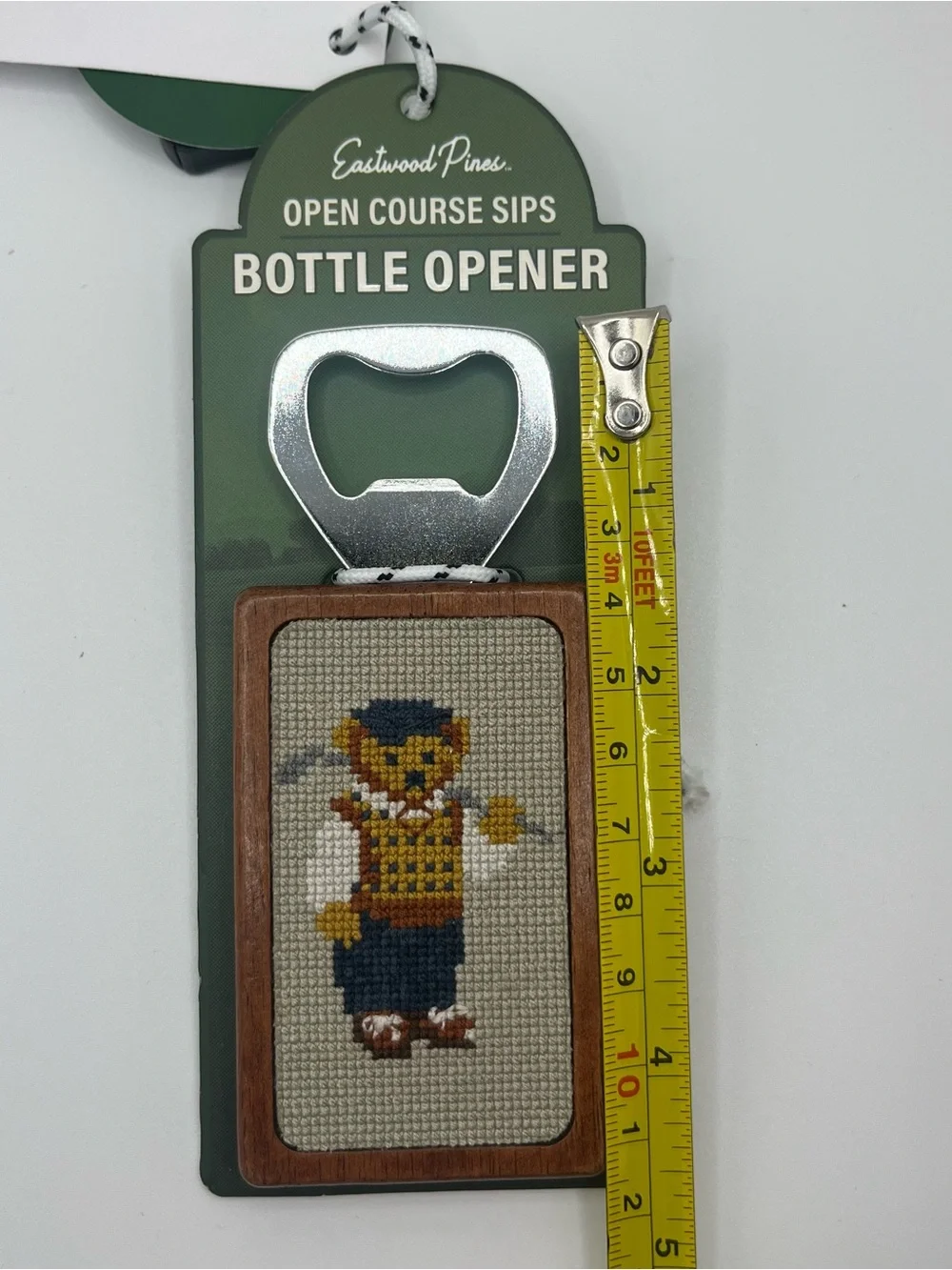 NWT Golf Beer Bottle Opener Needlepoint Bear W Club Accessories Gift Idea